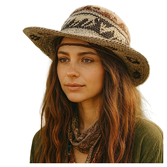 Accessories - Vintage Hand Woven Peruvian Alpaca Wool Hippie Hat